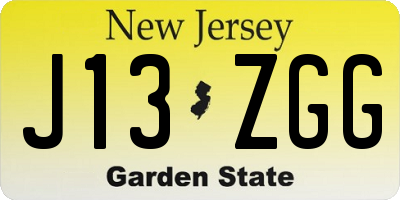 NJ license plate J13ZGG