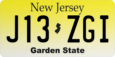 NJ license plate J13ZGI