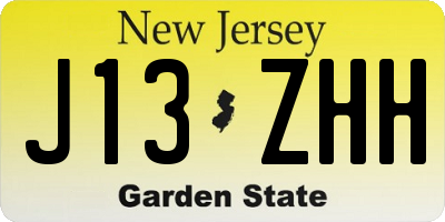 NJ license plate J13ZHH