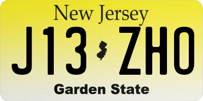 NJ license plate J13ZHO