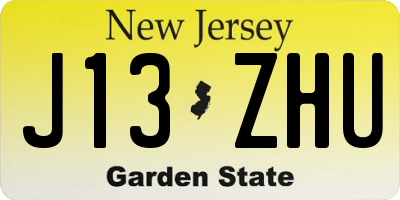 NJ license plate J13ZHU