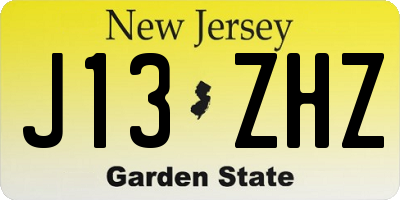 NJ license plate J13ZHZ