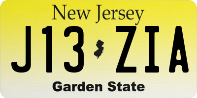 NJ license plate J13ZIA