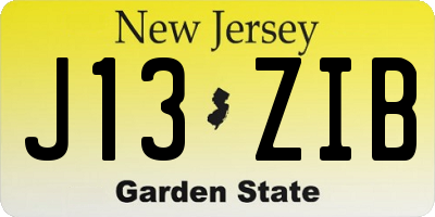 NJ license plate J13ZIB