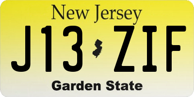 NJ license plate J13ZIF