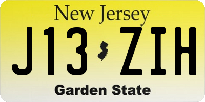 NJ license plate J13ZIH