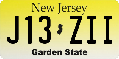 NJ license plate J13ZII