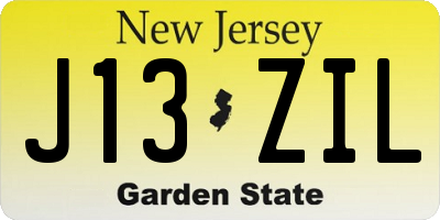 NJ license plate J13ZIL