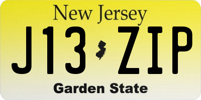 NJ license plate J13ZIP