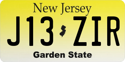 NJ license plate J13ZIR