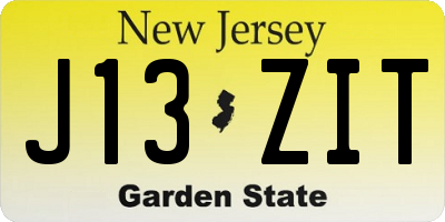 NJ license plate J13ZIT