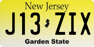 NJ license plate J13ZIX