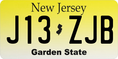NJ license plate J13ZJB
