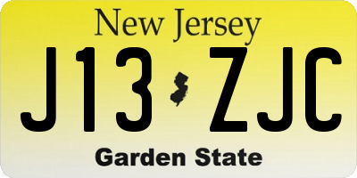 NJ license plate J13ZJC