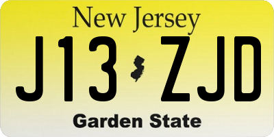 NJ license plate J13ZJD