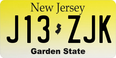NJ license plate J13ZJK