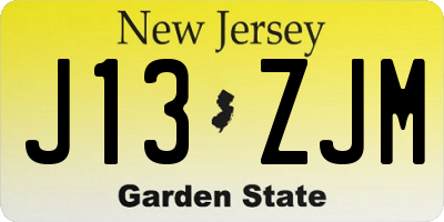 NJ license plate J13ZJM