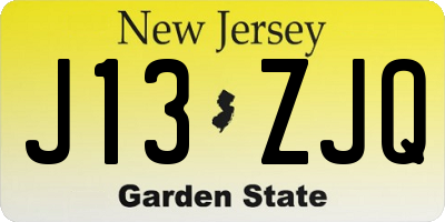 NJ license plate J13ZJQ