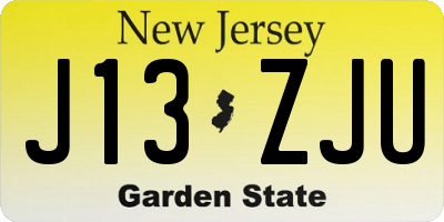 NJ license plate J13ZJU