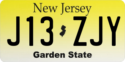 NJ license plate J13ZJY