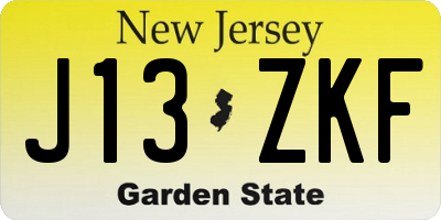 NJ license plate J13ZKF