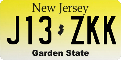 NJ license plate J13ZKK