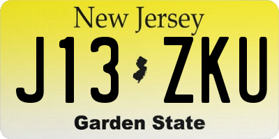 NJ license plate J13ZKU