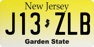 NJ license plate J13ZLB