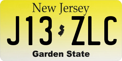 NJ license plate J13ZLC