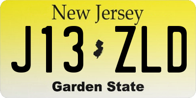NJ license plate J13ZLD