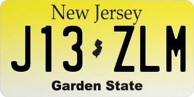 NJ license plate J13ZLM