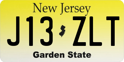 NJ license plate J13ZLT