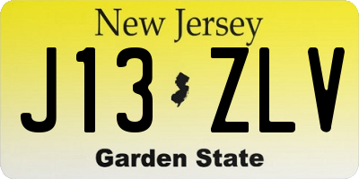 NJ license plate J13ZLV