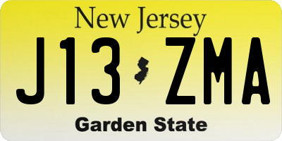 NJ license plate J13ZMA