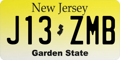 NJ license plate J13ZMB