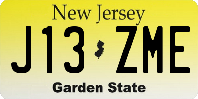 NJ license plate J13ZME