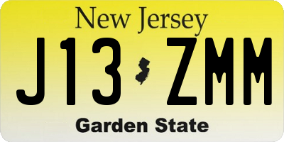 NJ license plate J13ZMM