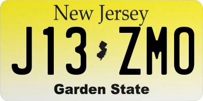 NJ license plate J13ZMO