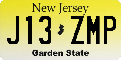 NJ license plate J13ZMP