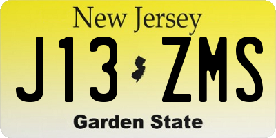 NJ license plate J13ZMS