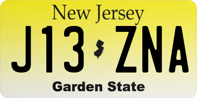NJ license plate J13ZNA