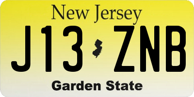 NJ license plate J13ZNB