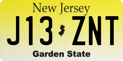 NJ license plate J13ZNT