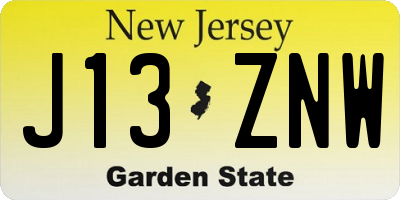 NJ license plate J13ZNW