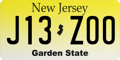 NJ license plate J13ZOO