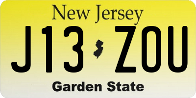 NJ license plate J13ZOU