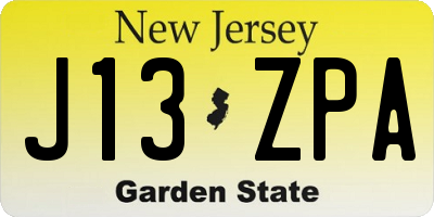 NJ license plate J13ZPA