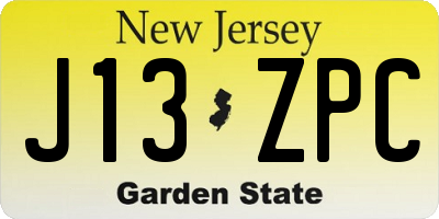 NJ license plate J13ZPC