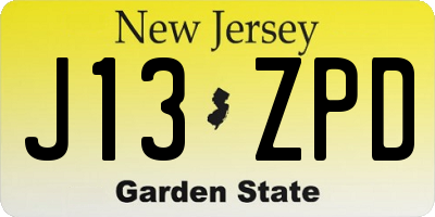 NJ license plate J13ZPD