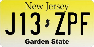 NJ license plate J13ZPF